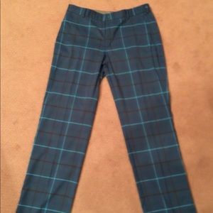 Nike Golf Pants Blue Plaid Dri Fit